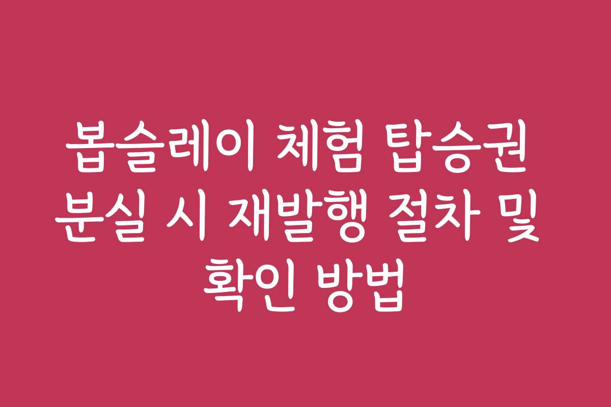 봅슬레이 체험 탑승권 분실 시 재발행 절차 및 확인 방법