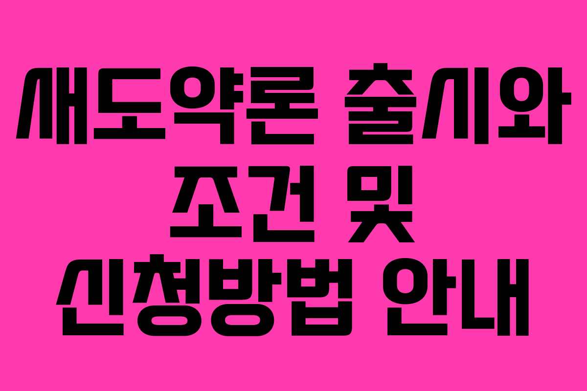 새도약론 출시와 조건 및 신청방법 안내