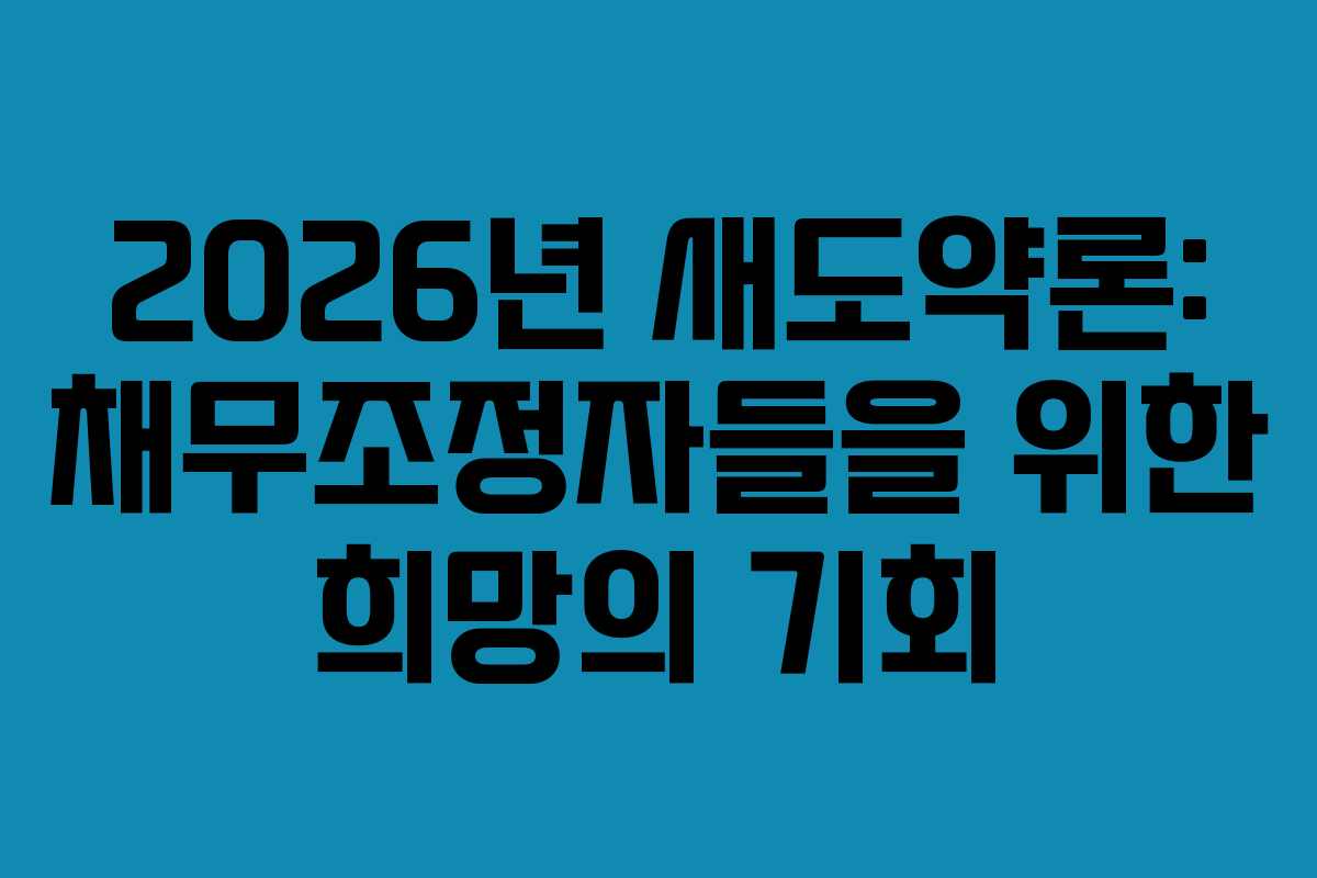 2026년 새도약론: 채무조정자들을 위한 희망의 기회