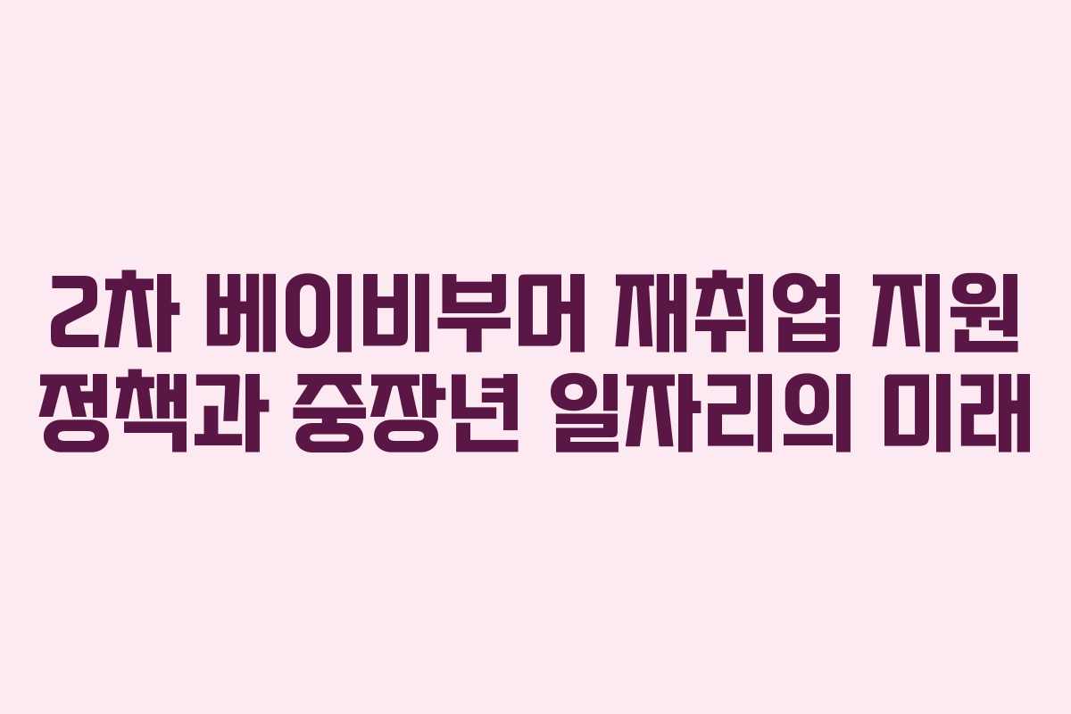 2차 베이비부머 재취업 지원 정책과 중장년 일자리의 미래