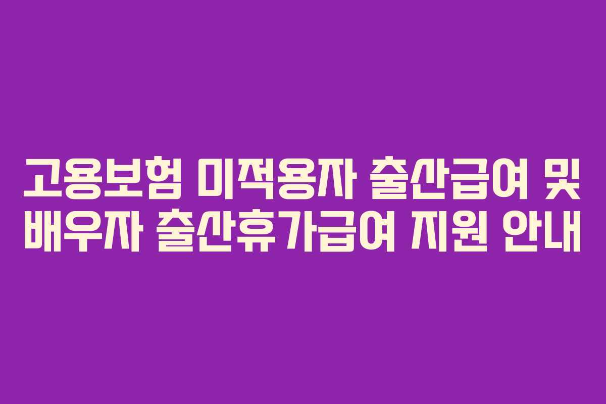 고용보험 미적용자 출산급여 및 배우자 출산휴가급여 지원 안내