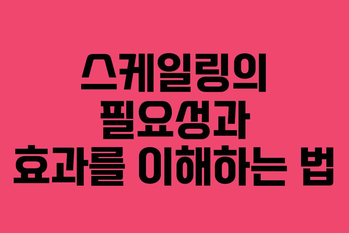스케일링의 필요성과 효과를 이해하는 법