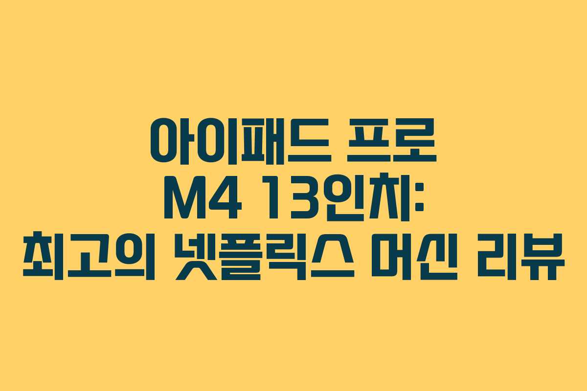 아이패드 프로 M4 13인치: 최고의 넷플릭스 머신 리뷰