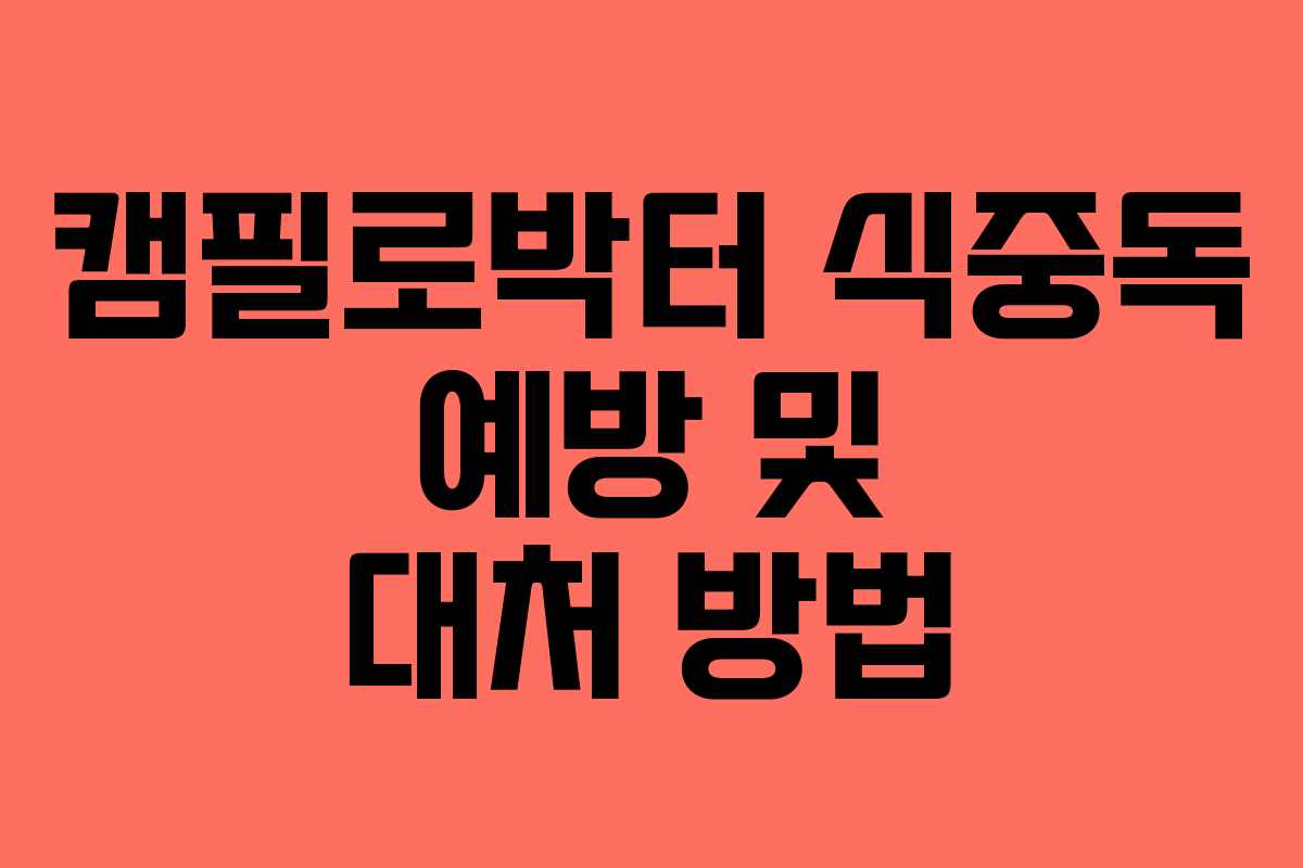 캠필로박터 식중독 예방 및 대처 방법