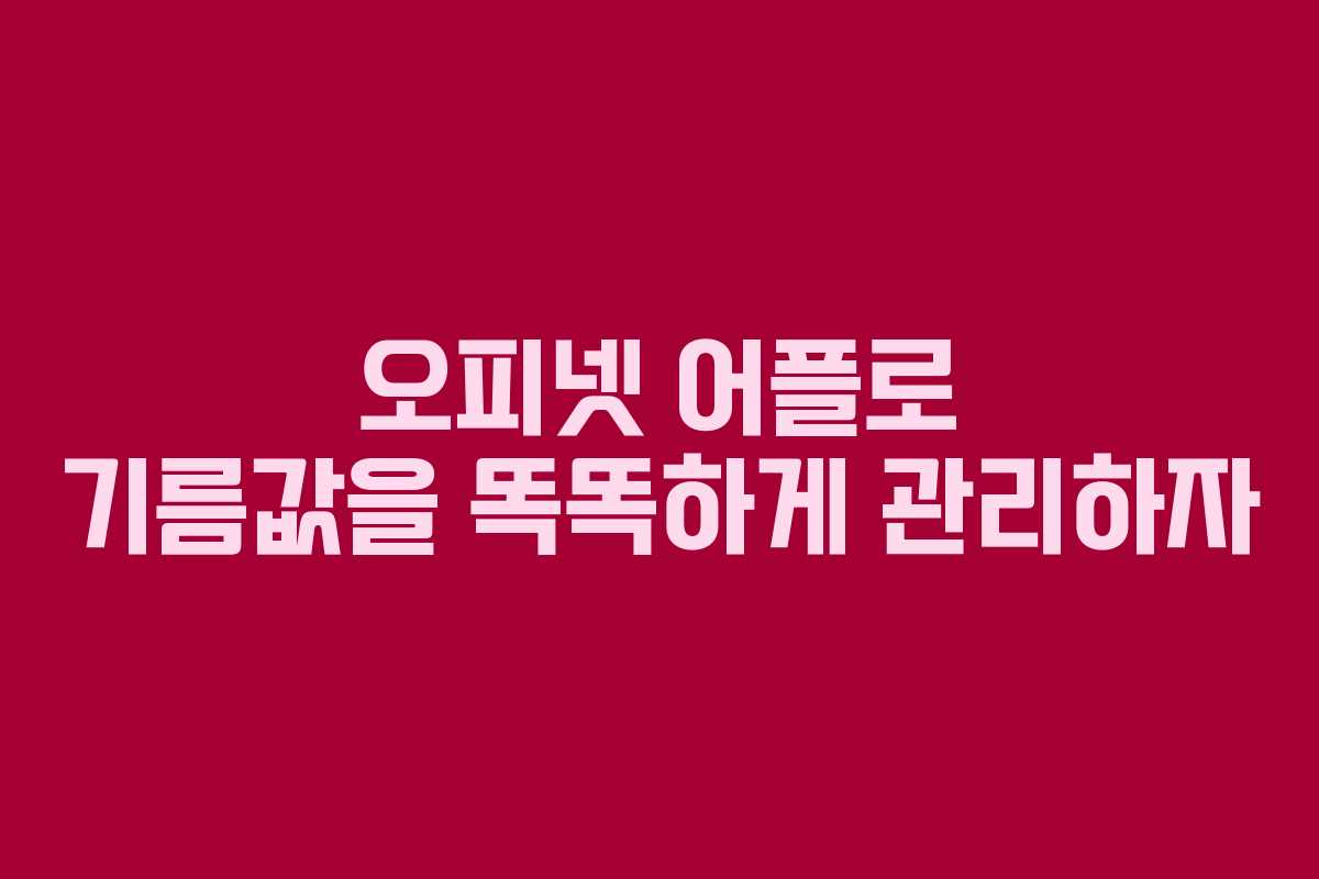오피넷 어플로 기름값을 똑똑하게 관리하자