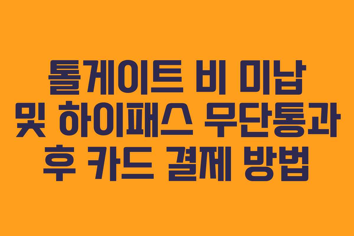 톨게이트 비 미납 및 하이패스 무단통과 후 카드 결제 방법