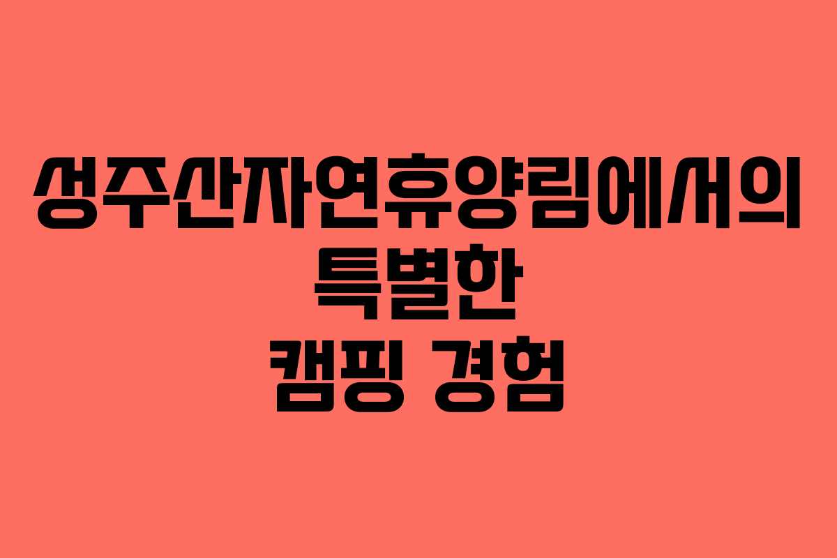 성주산자연휴양림에서의 특별한 캠핑 경험