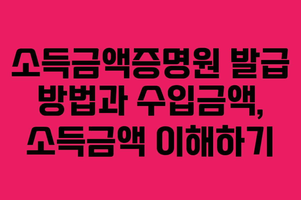 소득금액증명원 발급 방법과 수입금액, 소득금액 이해하기