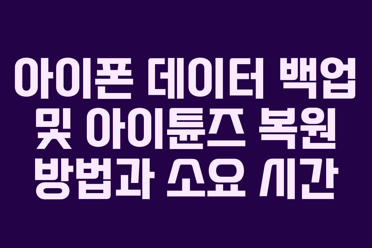 아이폰 데이터 백업 및 아이튠즈 복원 방법과 소요 시간