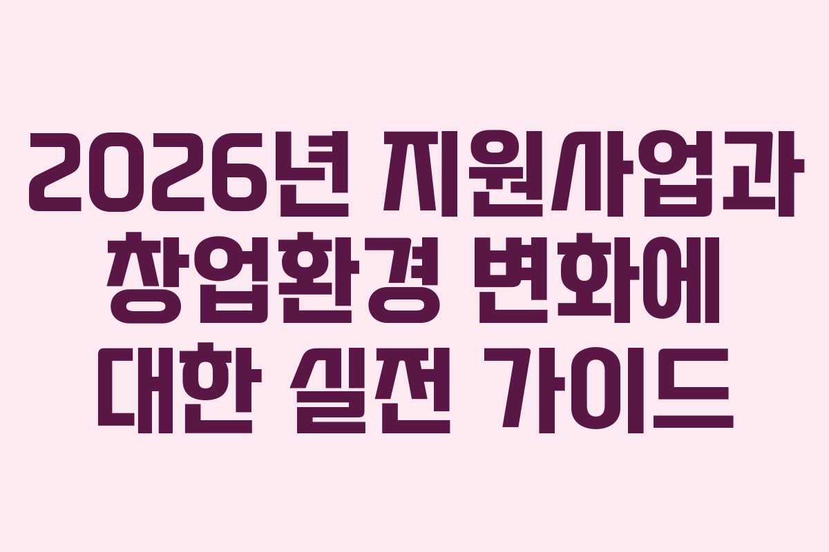 2026년 지원사업과 창업환경 변화에 대한 실전 가이드