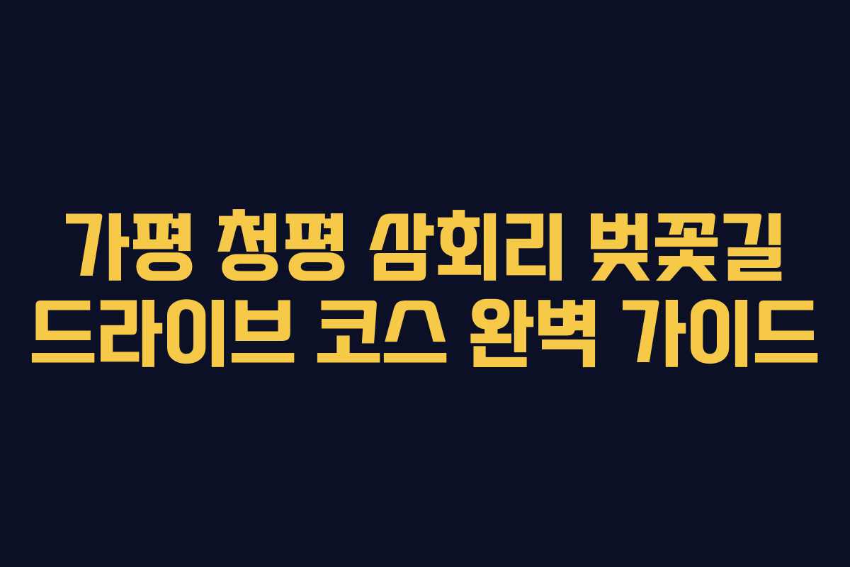 가평 청평 삼회리 벚꽃길 드라이브 코스 완벽 가이드