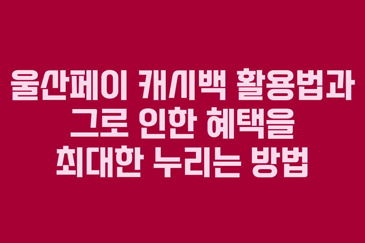 울산페이 캐시백 활용법과 그로 인한 혜택을 최대한 누리는 방법