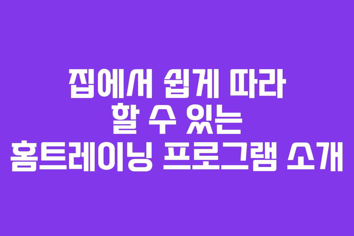 집에서 쉽게 따라 할 수 있는 홈트레이닝 프로그램 소개