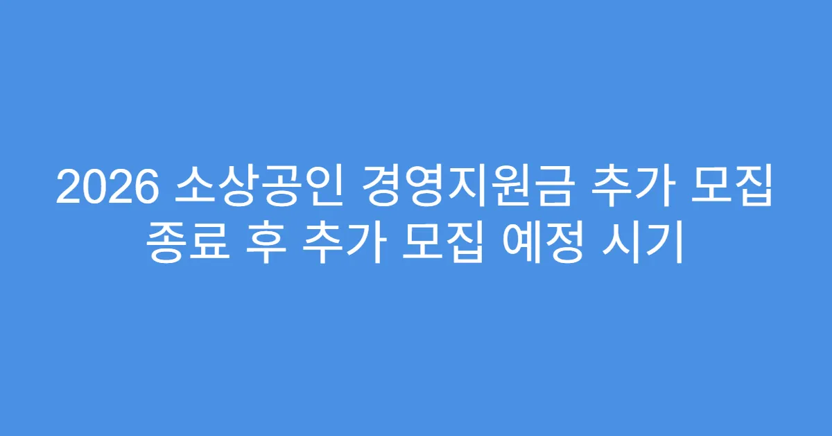 2026 소상공인 경영지원금 추가 모집 종료 후 추가 모집 예정 시기