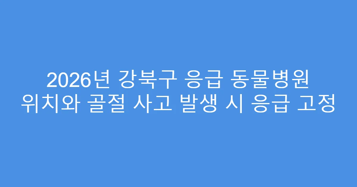 2026년 강북구 응급 동물병원 위치와 골절 사고 발생 시 응급 고정
