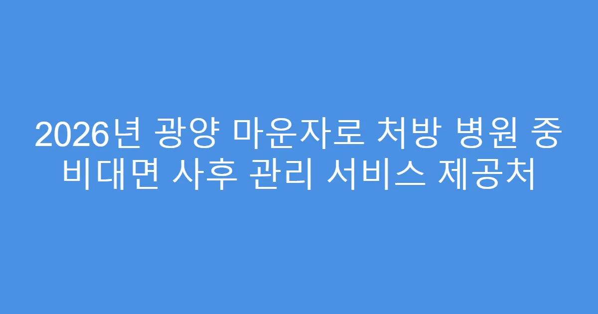 2026년 광양 마운자로 처방 병원 중 비대면 사후 관리 서비스 제공처