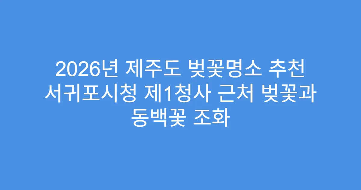 2026년 제주도 벚꽃명소 추천 서귀포시청 제1청사 근처 벚꽃과 동백꽃 조화