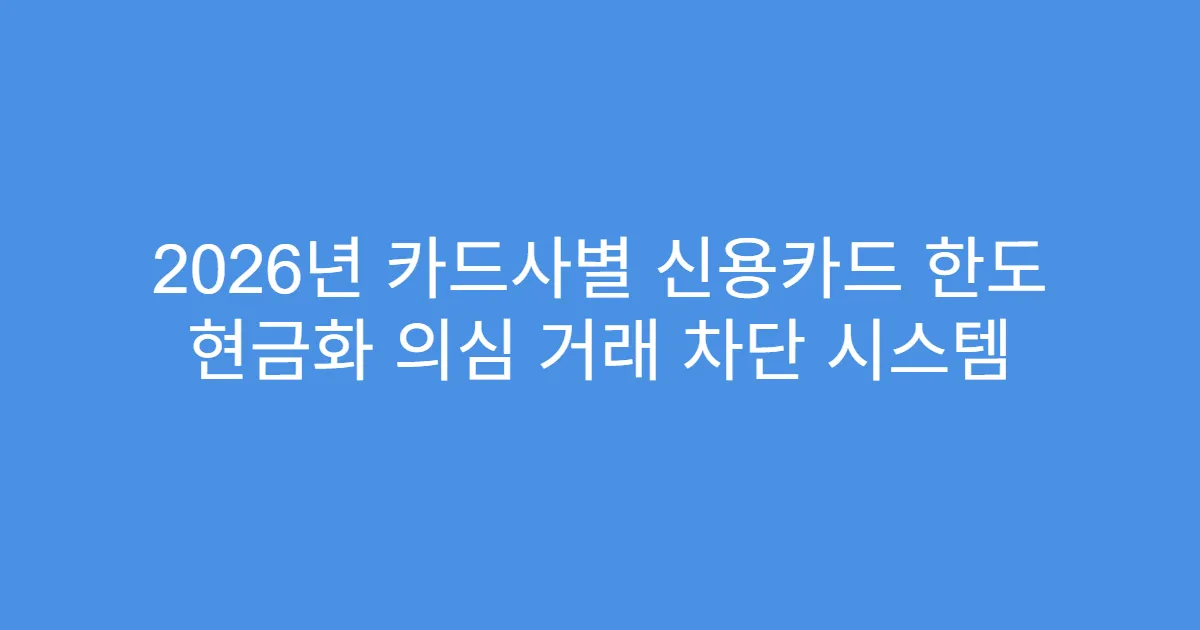 2026년 카드사별 신용카드 한도 현금화 의심 거래 차단 시스템