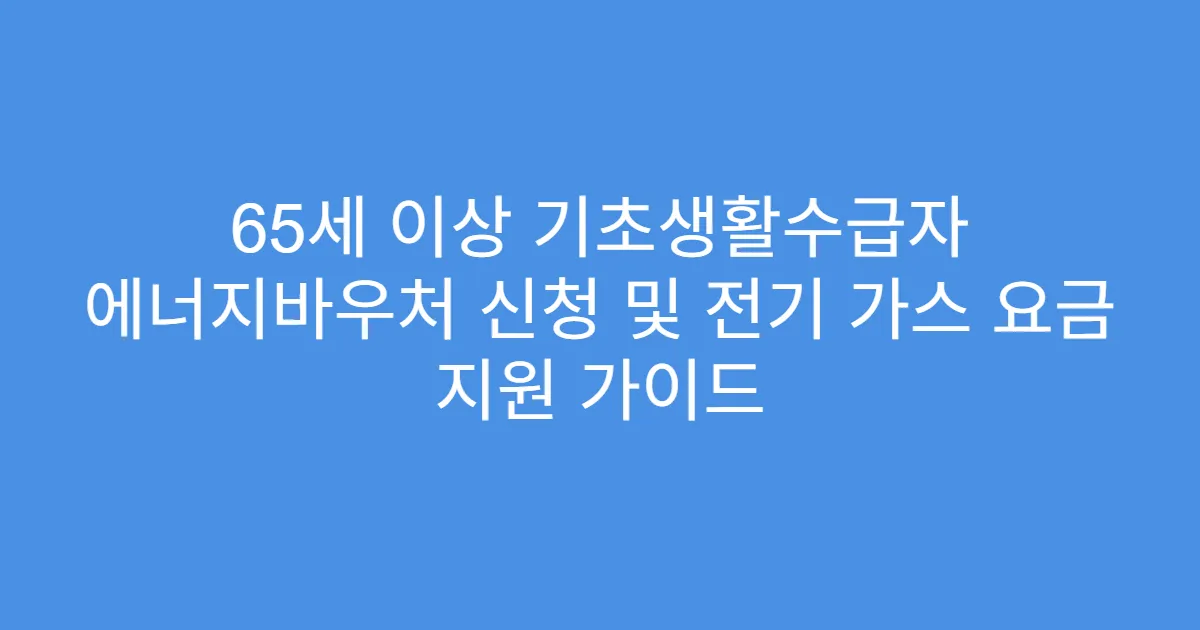 65세 이상 기초생활수급자 에너지바우처 신청 및 전기 가스 요금 지원 가이드