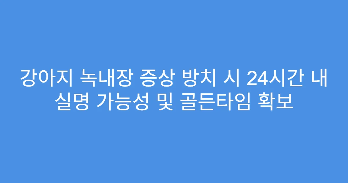 강아지 녹내장 증상 방치 시 24시간 내 실명 가능성 및 골든타임 확보