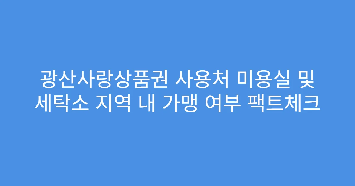 광산사랑상품권 사용처 미용실 및 세탁소 지역 내 가맹 여부 팩트체크