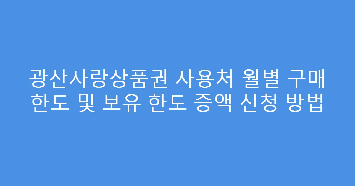 광산사랑상품권 사용처 월별 구매 한도 및 보유 한도 증액 신청 방법