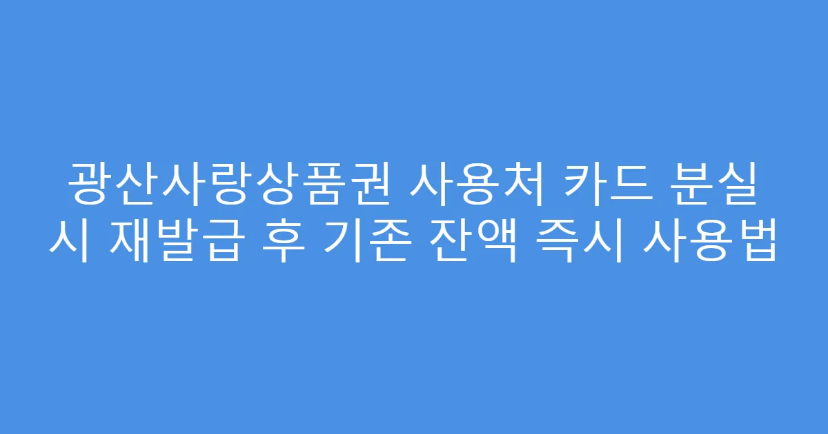 광산사랑상품권 사용처 카드 분실 시 재발급 후 기존 잔액 즉시 사용법