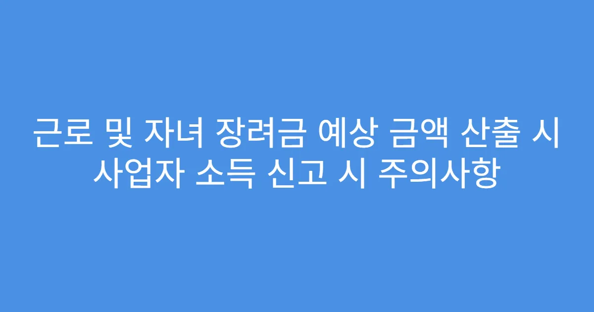 근로 및 자녀 장려금 예상 금액 산출 시 사업자 소득 신고 시 주의사항