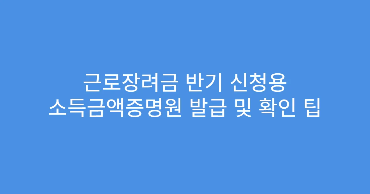 근로장려금 반기 신청용 소득금액증명원 발급 및 확인 팁