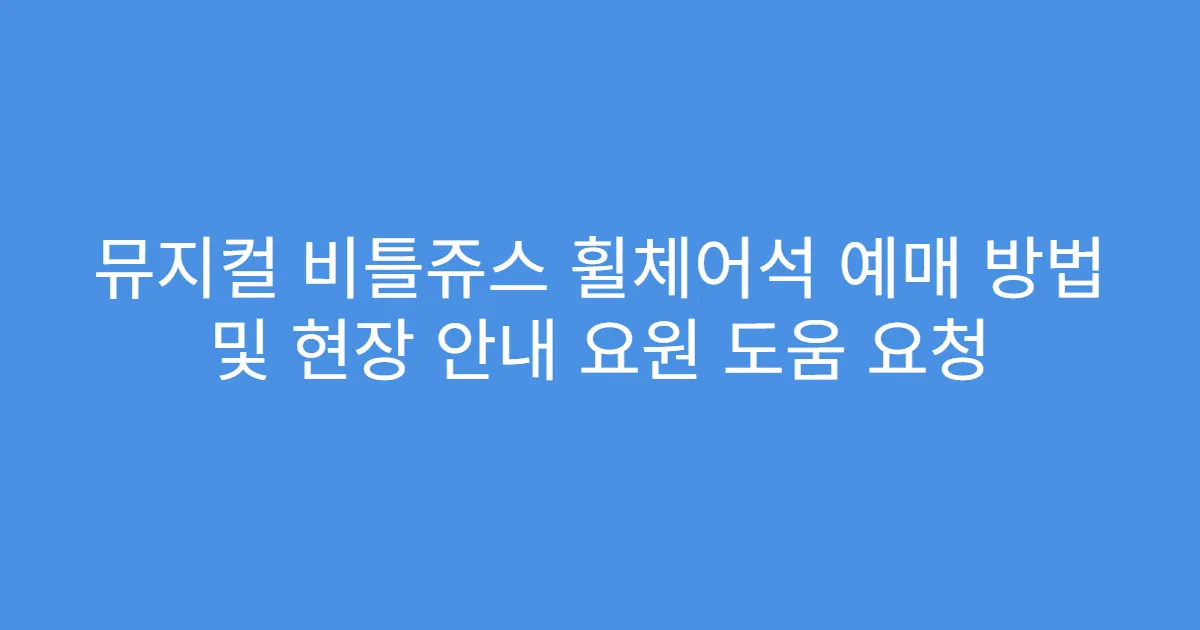 뮤지컬 비틀쥬스 휠체어석 예매 방법 및 현장 안내 요원 도움 요청
