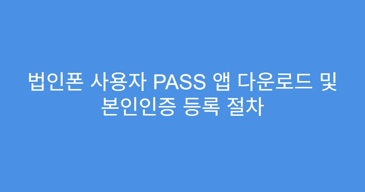 법인폰 사용자 PASS 앱 다운로드 및 본인인증 등록 절차