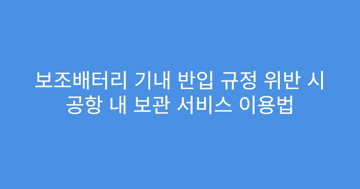 보조배터리 기내 반입 규정 위반 시 공항 내 보관 서비스 이용법