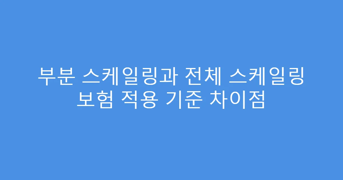 부분 스케일링과 전체 스케일링 보험 적용 기준 차이점