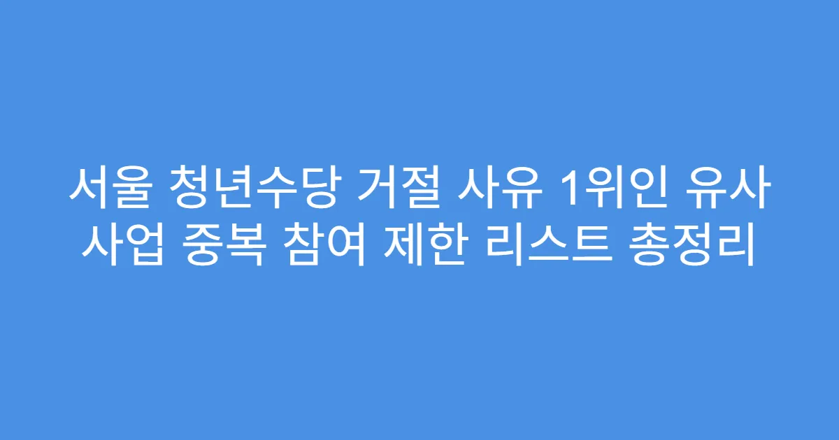 서울 청년수당 거절 사유 1위인 유사 사업 중복 참여 제한 리스트 총정리