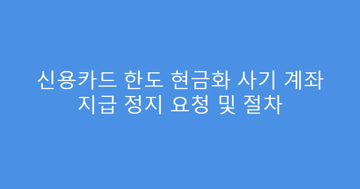신용카드 한도 현금화 사기 계좌 지급 정지 요청 및 절차