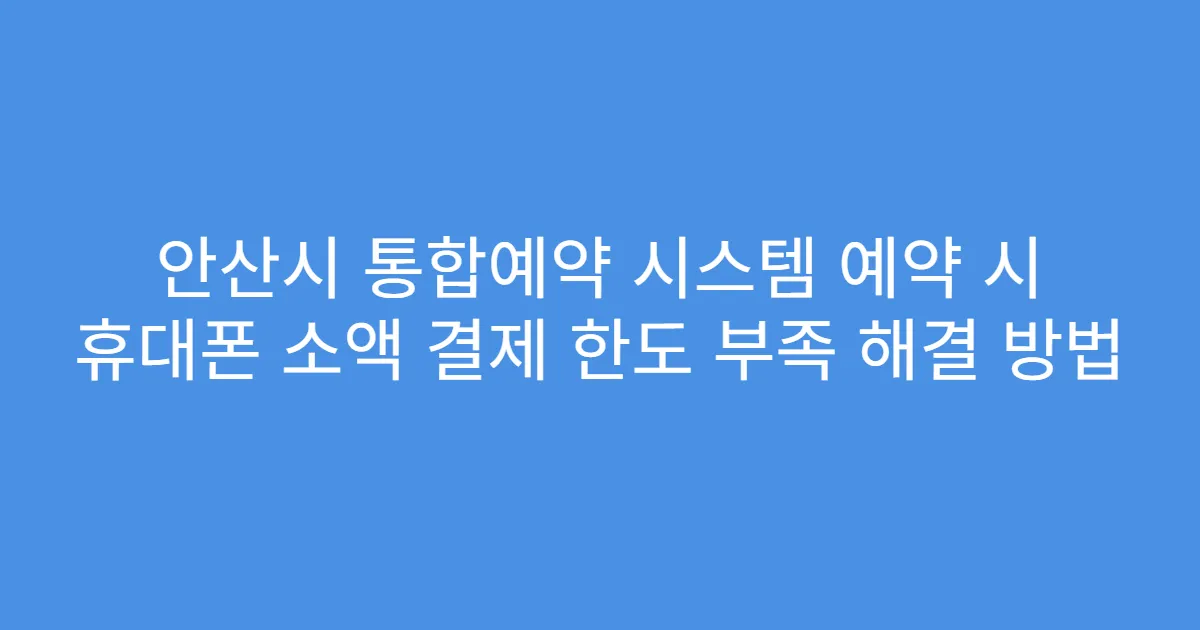 안산시 통합예약 시스템 예약 시 휴대폰 소액 결제 한도 부족 해결 방법