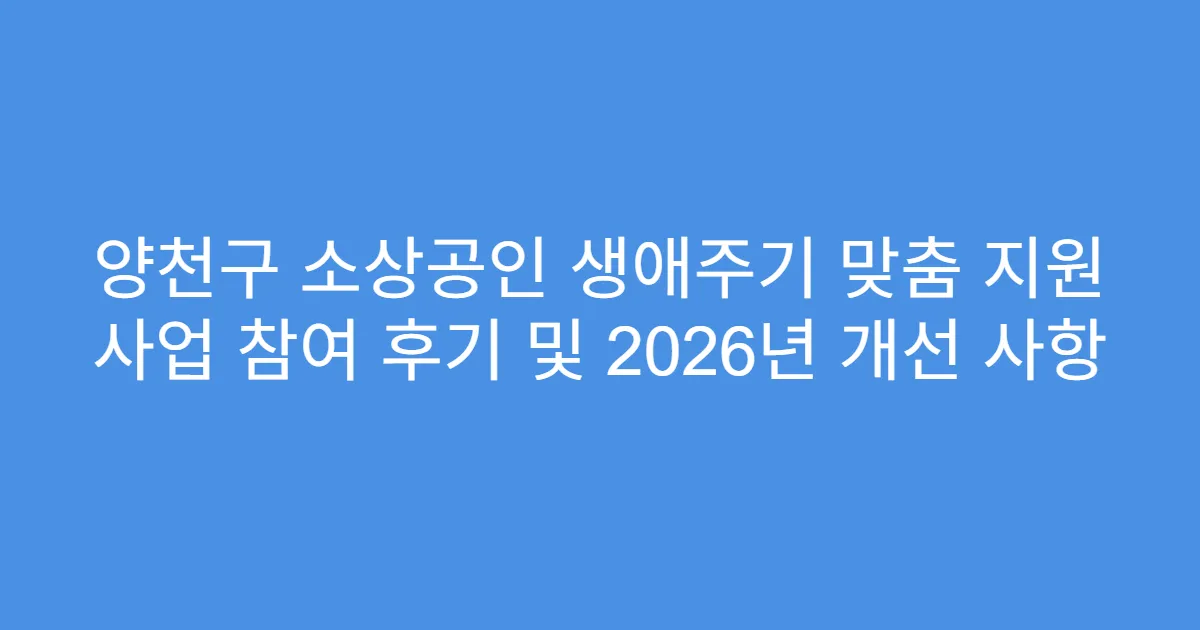 양천구 소상공인 생애주기 맞춤 지원 사업 참여 후기 및 2026년 개선 사항