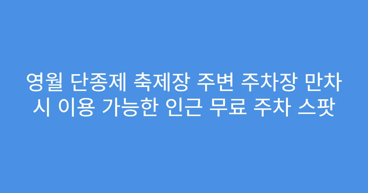 영월 단종제 축제장 주변 주차장 만차 시 이용 가능한 인근 무료 주차 스팟