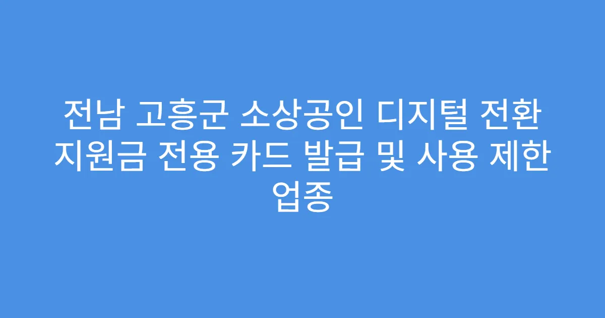 전남 고흥군 소상공인 디지털 전환 지원금 전용 카드 발급 및 사용 제한 업종