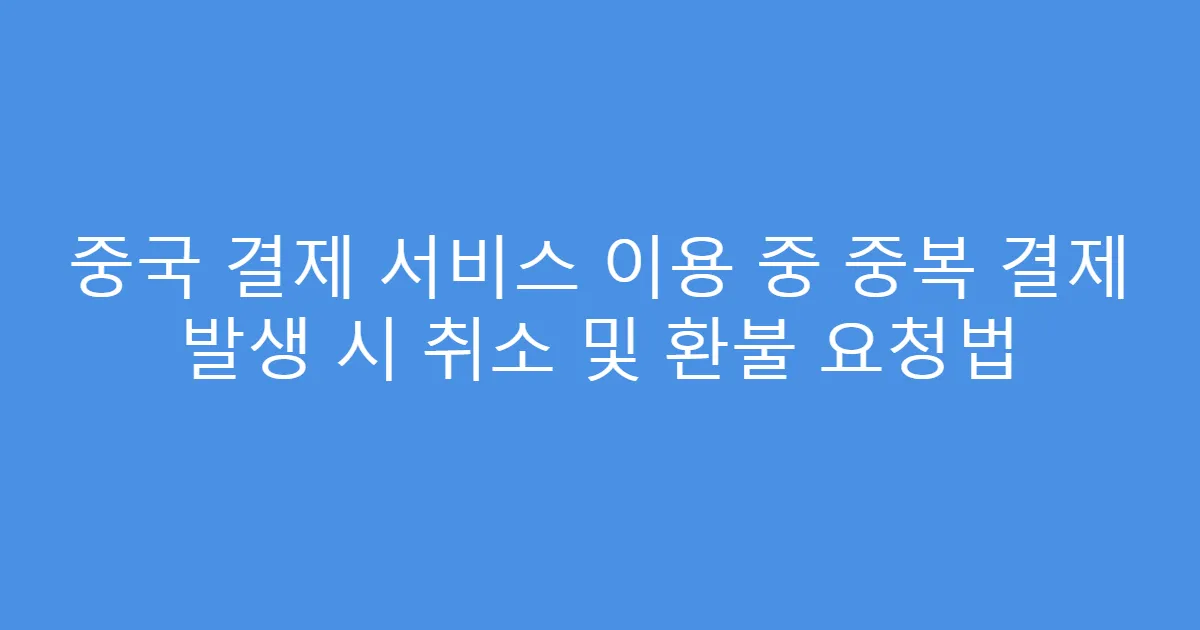 중국 결제 서비스 이용 중 중복 결제 발생 시 취소 및 환불 요청법