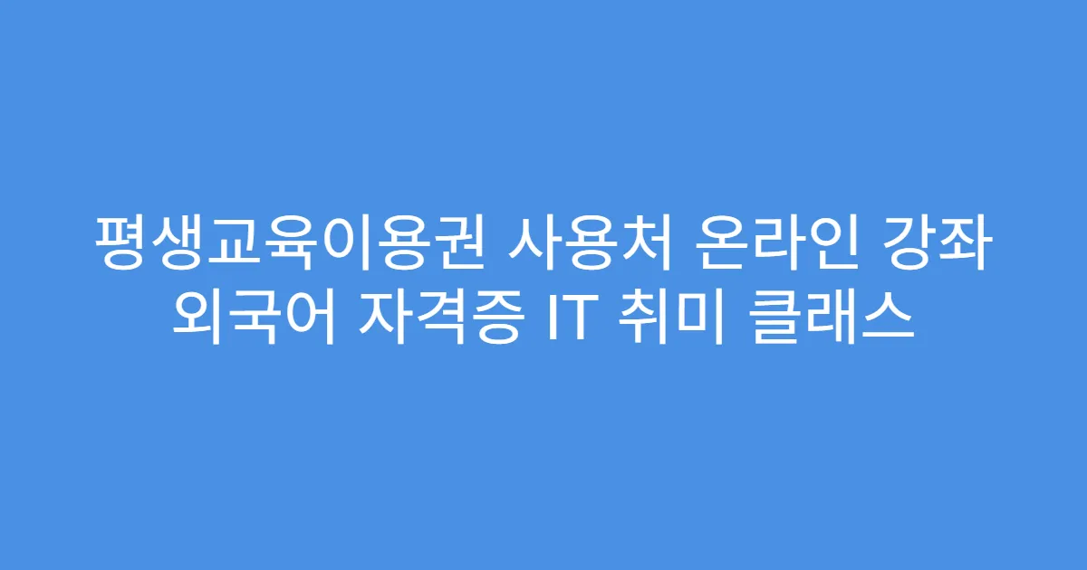 평생교육이용권 사용처 온라인 강좌 외국어 자격증 IT 취미 클래스