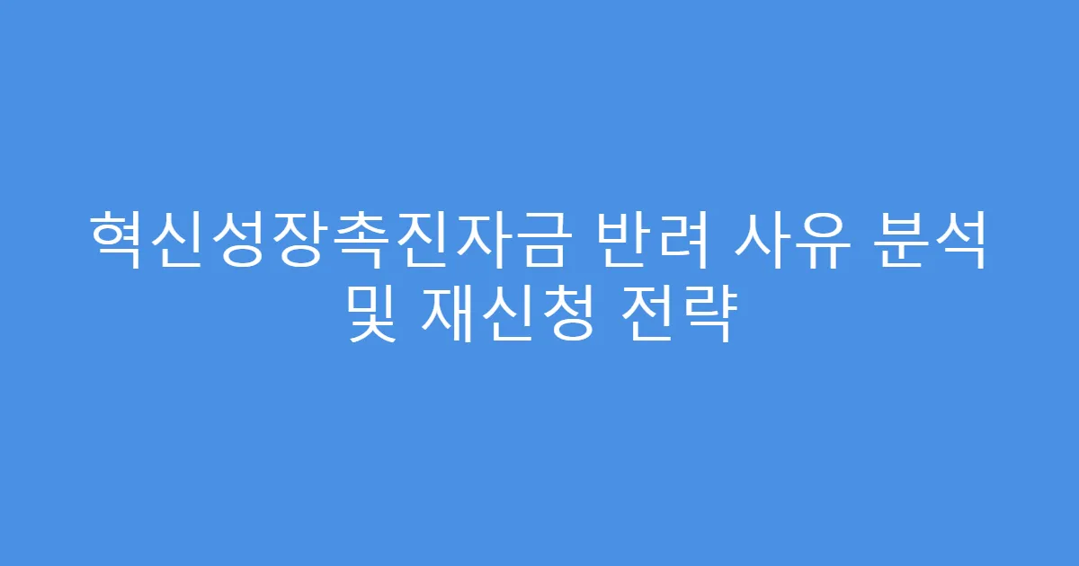 혁신성장촉진자금 반려 사유 분석 및 재신청 전략