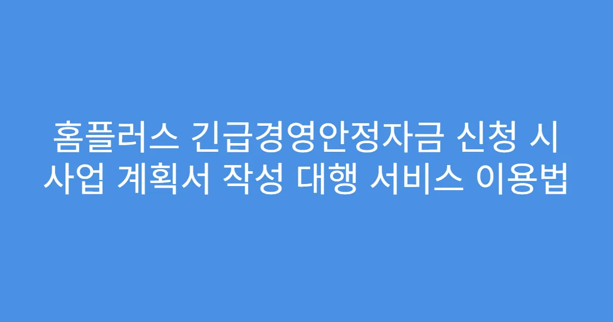 홈플러스 긴급경영안정자금 신청 시 사업 계획서 작성 대행 서비스 이용법