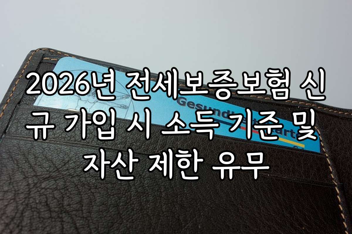 2026년 전세보증보험 신규 가입 시 소득 기준 및 자산 제한 유무