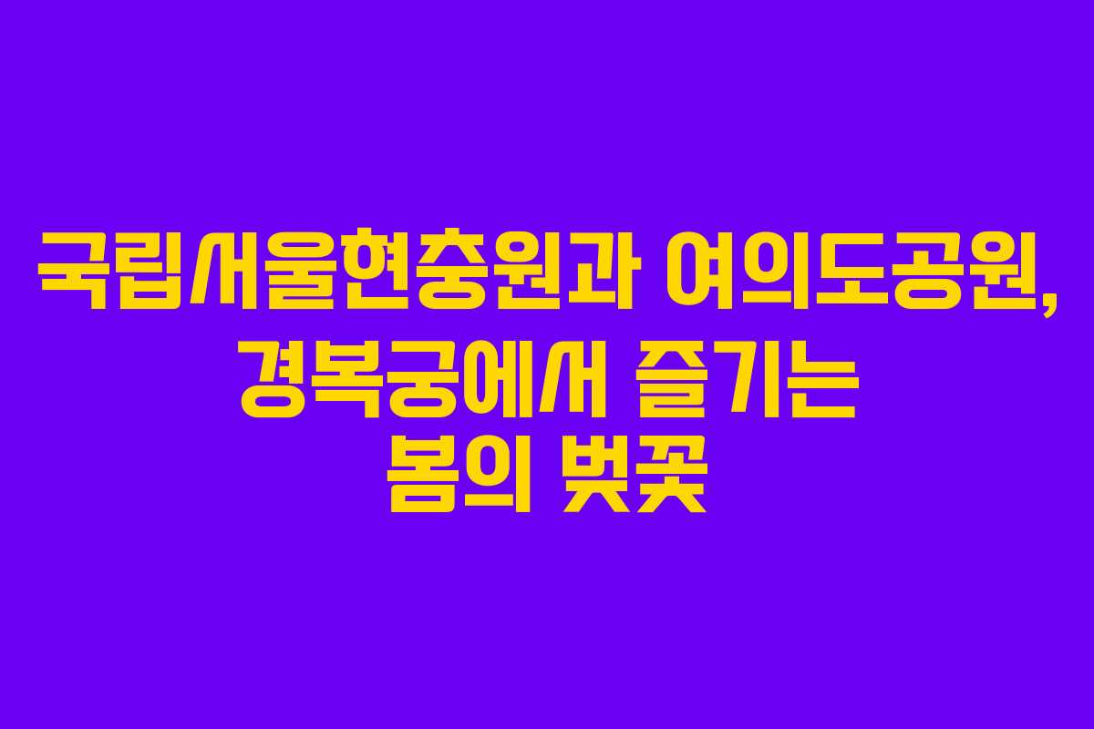국립서울현충원과 여의도공원, 경복궁에서 즐기는 봄의 벚꽃