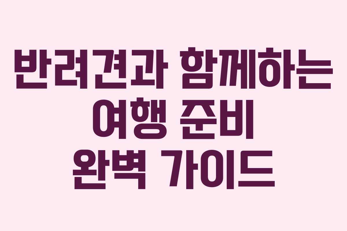 반려견과 함께하는 여행 준비 완벽 가이드