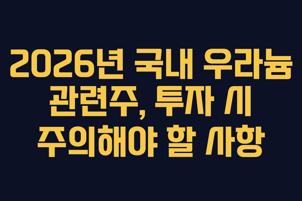 2026년 국내 우라늄 관련주, 투자 시 주의해야 할 사항