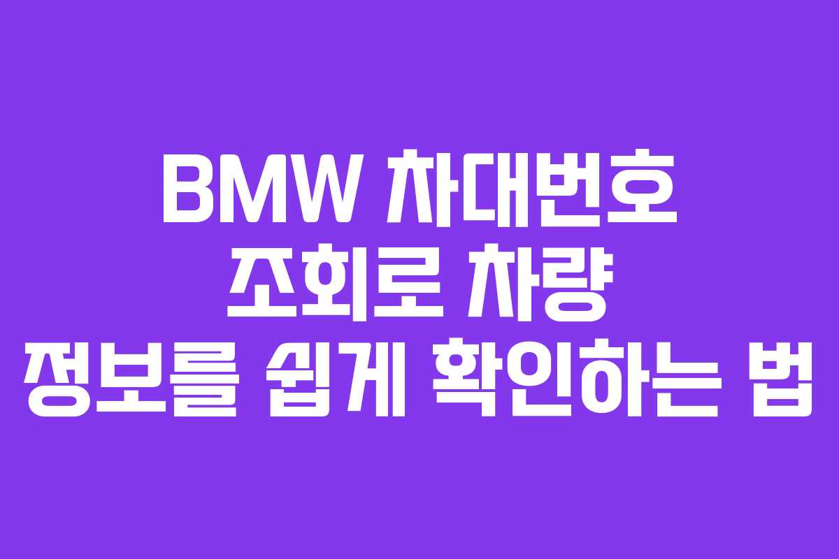 BMW 차대번호 조회로 차량 정보를 쉽게 확인하는 법