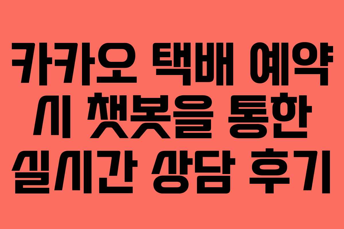 카카오 택배 예약 시 챗봇을 통한 실시간 상담 후기