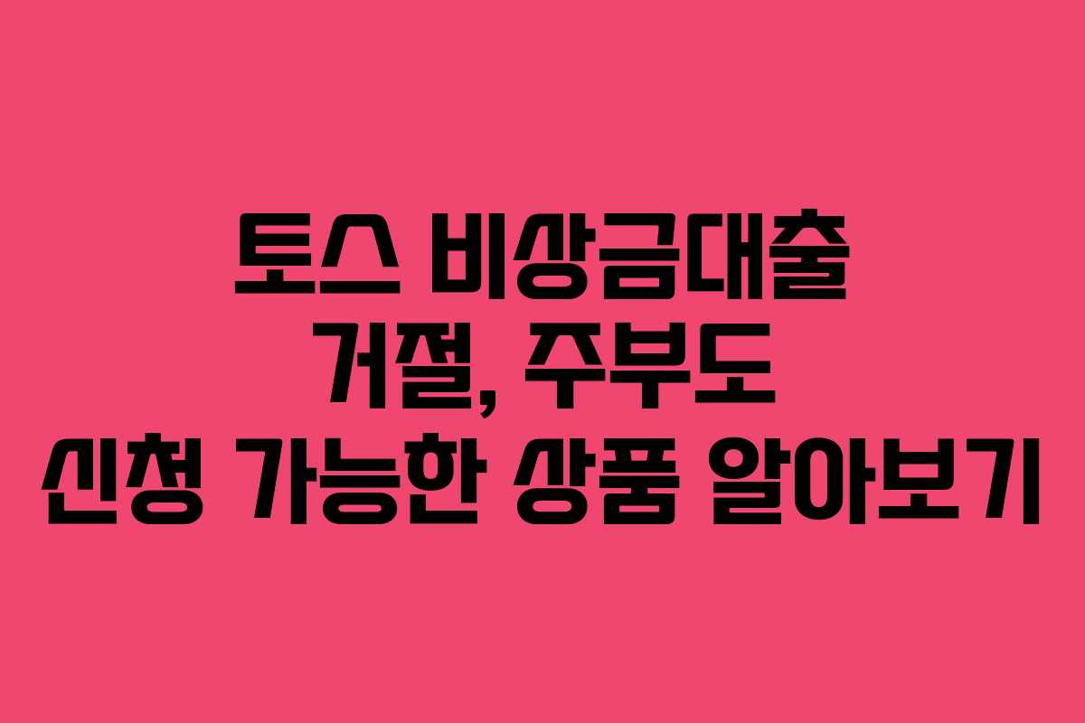 토스 비상금대출 거절, 주부도 신청 가능한 상품 알아보기
